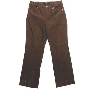Simon Chang Denim Pants Womens 10 Brown Bootcut Pockets Logo